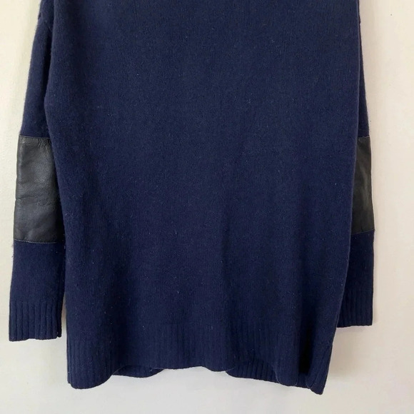 Madewell Lambswool Leather Trim Navy Cardigan - Picture 11 of 12